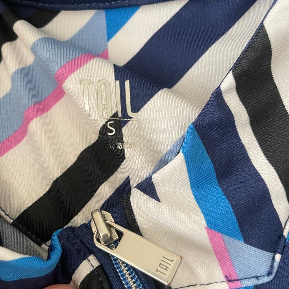 Tail Golf polo Shirt abstract short sleeve Mock Neck quater zip Sz Small - Picture 3 of 6